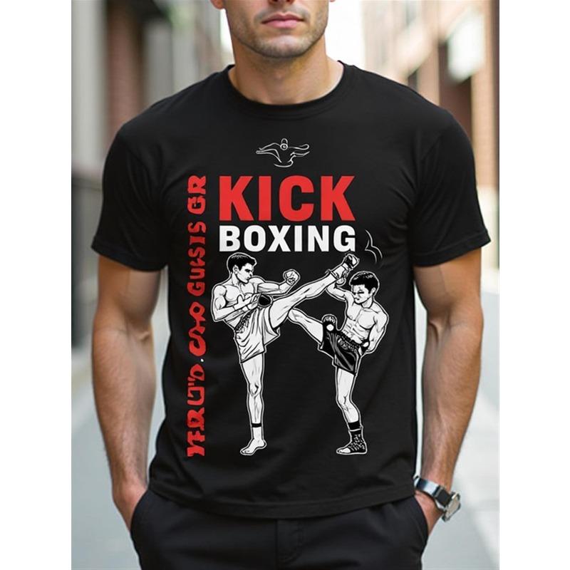 

European sizes Men NO KICKS NO GUNS Boxing T-Shirt - 3D Print Gym Tee with Boxing & Gun Concealing Graphics 4XL чорний