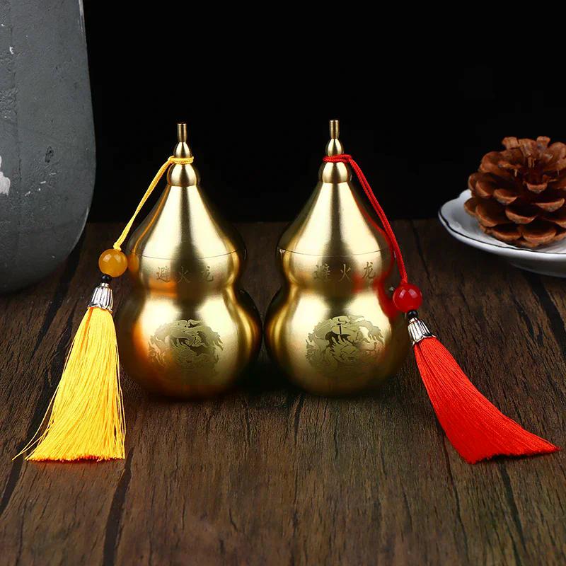 Brass Gourd Feng Shui Ornament With Tassel Feng Shui Decorative Collectible For Prosperity And Longevity Home Office Desk Decor