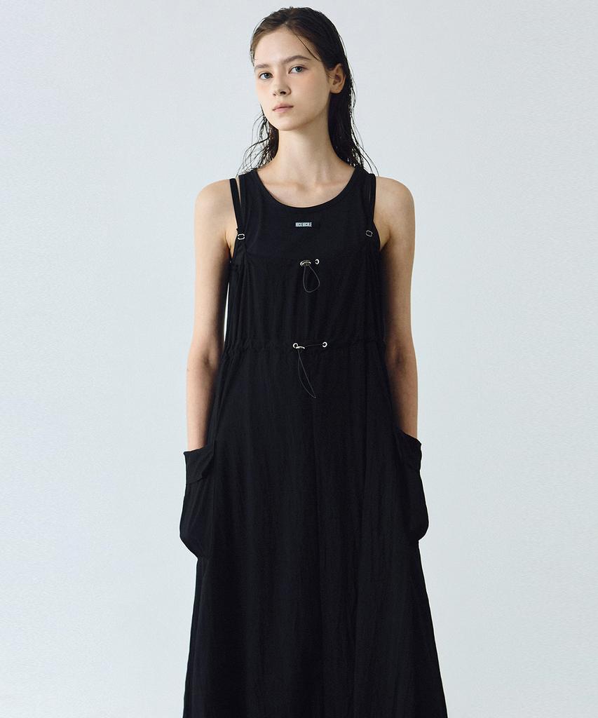 Nigaennikol String Cargo Detail Dress_Black