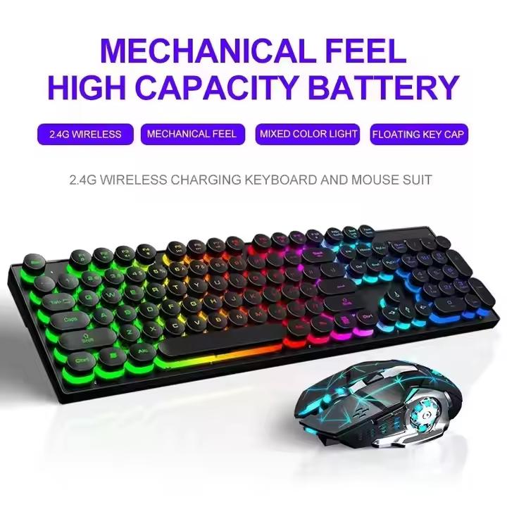 Hot Sale VONN TF380 Rechargeable Wireless Gaming Keyboard Mouse Combo 6D Backlight Keyboard Mouse 2 In 1 Set for Gamer