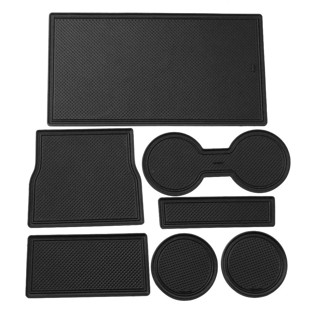 

7 шт./компл. коврик для автомобильных ворот, коврик с дверной канавкой, подходит для Tesla Model 3, черный/красный/белый/синий резиновый коврик, чашка центральной консоли чёрный