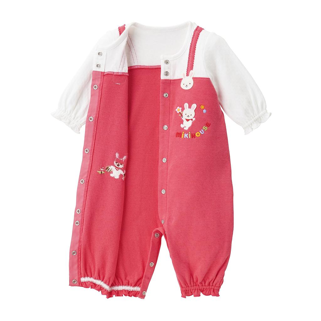All Coverall Romper Rabbit Made In Japan Girls Newborn Baby Preparation Baby Clothes Baby Coral Pink [MIKI HOUSE] Two-way 43-2603-495 50-60cm