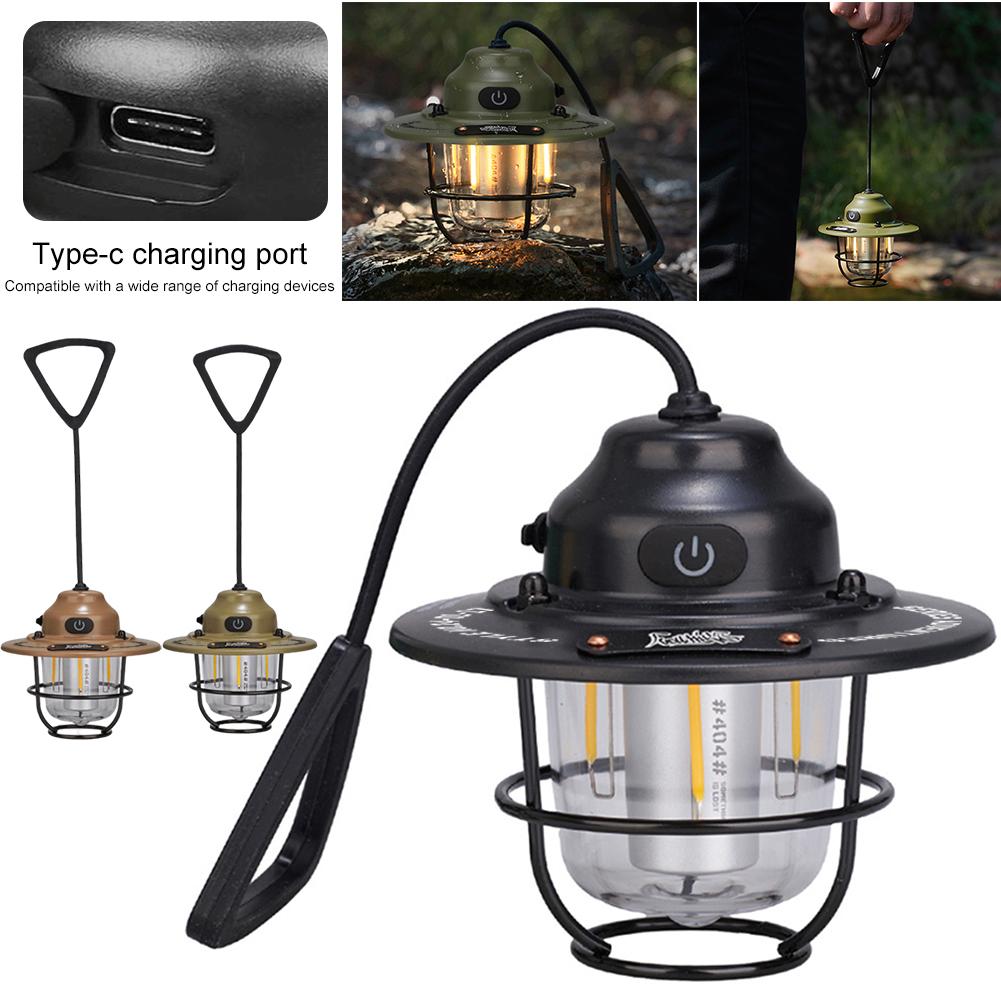 LED Camping Lantern Hanging Tent Light Type C Charging Dimming Emergency Lamp Multifunction IPX4 Waterproof for Fishing Camping