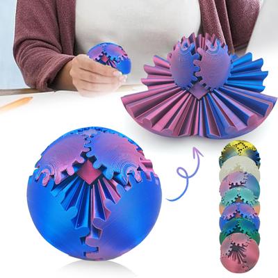 3D Printed Gear Ball Spins Ball Gear Fidgets Toy,3D Printed Work Or Travel Stress Relief Toy,Activity Gear Ball For Adults & Kids Ages 6+