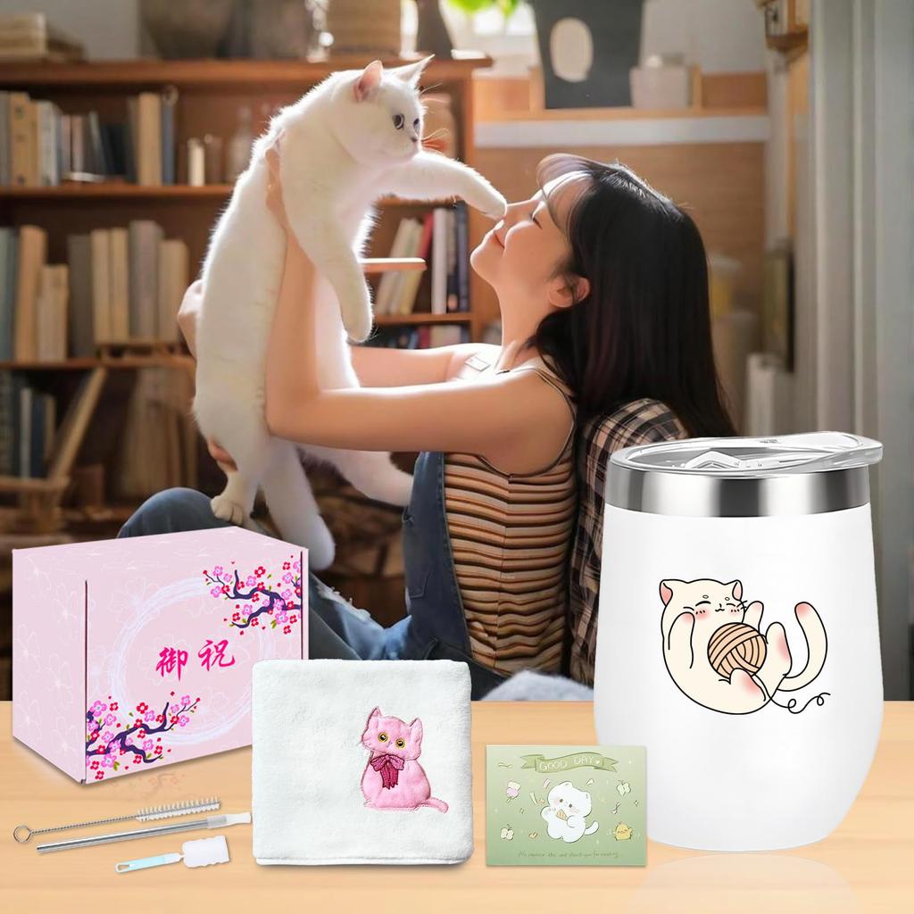 Cute cat tumbler for perfect as a birthday gift for your or female Features a lid and straw for thermal making it a practical and stylish gift for