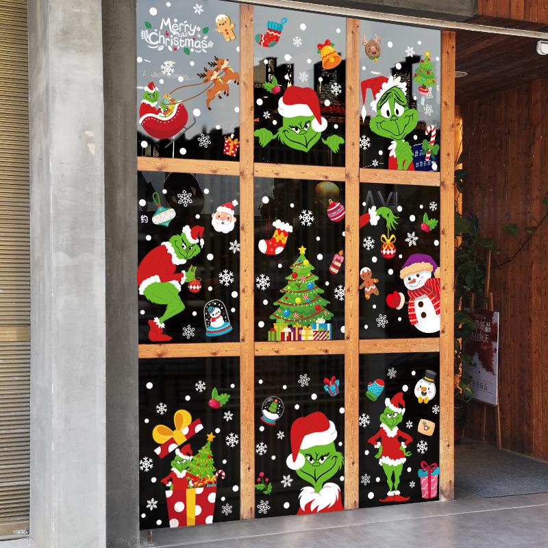 Cross-border Christmas Static Cling Window and Wall Stickers for Glass Doors and Shopping Malls