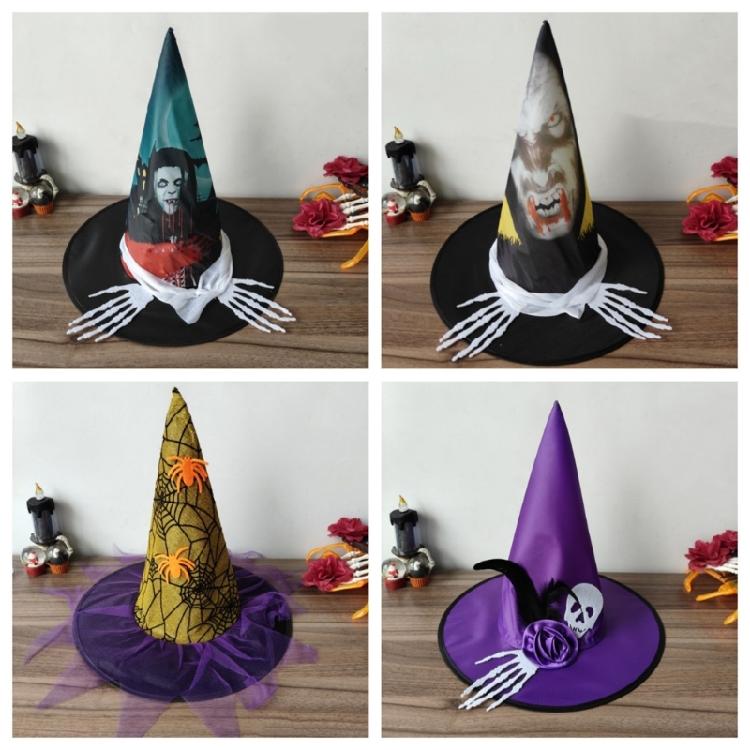 Halloween Witch Caps for Cosplay Veil Spiders Wizard Hat Adult Unisex Witch Hat Costume Pointed Hat Festival Holiday Hat