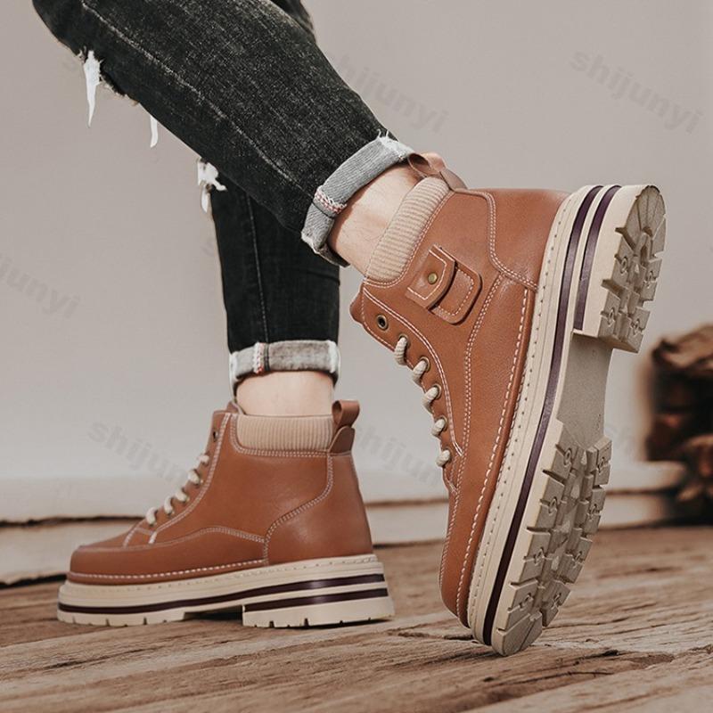 Fashion 2025 Autumn British Retro High Top Thick Soled Casual Short Boots for Men Fashion Trend Versatile Comfortable Chunky Ankle Boots
