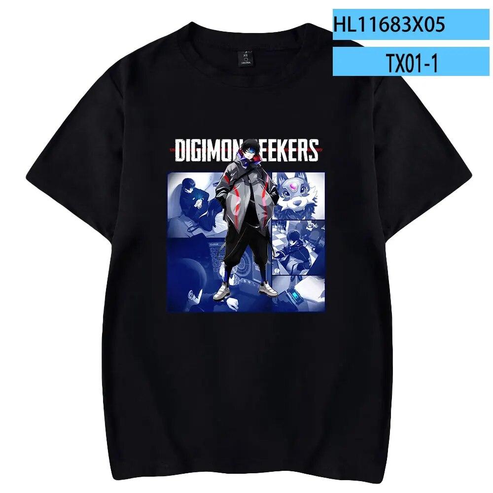 Digimon Adventure Anime 2023 Neues Digimon Seekers T-Shirt Crewneck Kurzarm T-Shirt Damen Unisex T-Shirt Harajuku Kleidung Unisex