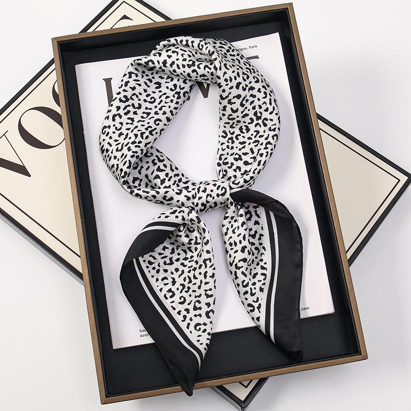 Luxury Leopard Dotted Print Designer Scarf Women 70x70cm Square Silk Scarves Bandana Neckerchief Shawl Small Kerchief