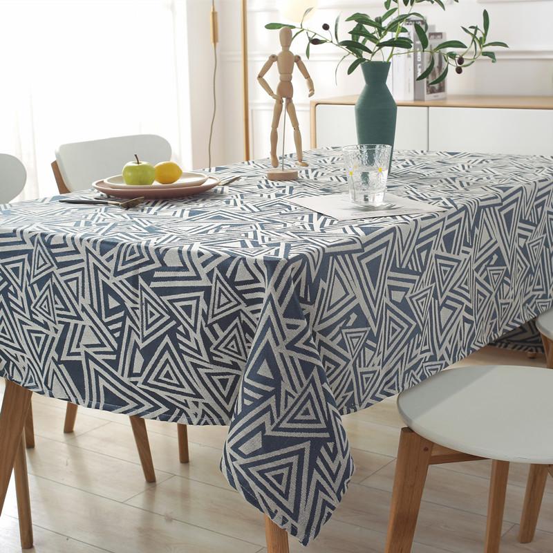 Waterproof Modern Simple Color Woven Jacquard Corrugated, Tablecloth Rectangular Coffee Table Tablecloth Dining Table Cloth