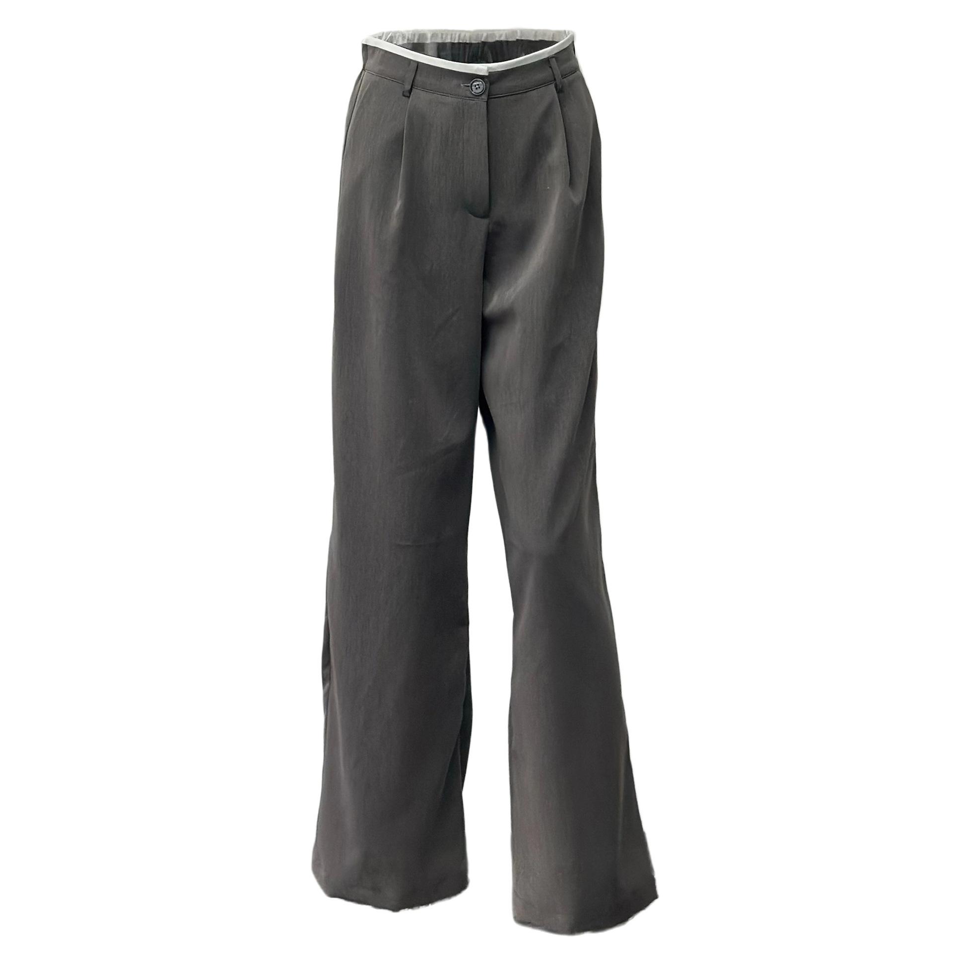 Autumn and winter gray simple casual professional trousers women s slim commuting slim straight trousers S серый