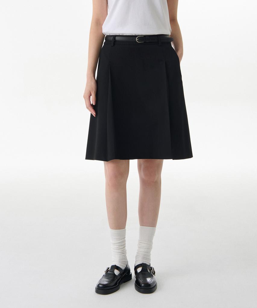 Musinsa Standard Woman Women'S Panel Slit Knee Length Skirt [Black]