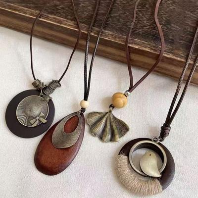 Ethnic Sweater Chain Boho Clothing Pendant Gifts Necklace  Daily Wear