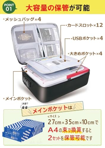 KAIRYAL Fireproof Bag, Fireproof Case, Fireproof Safe, Combination and Zipper Operated, Explosion-Proof, Waterproof, Disaster Preparedness, Fireproof