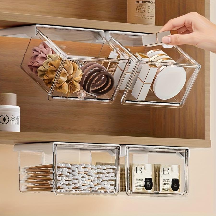 Clear Acrylic Cosmetic Organizer, Dust-Proof Drawer Storage Box, Stackable Storage for Makeup Swabs Cosmetics, for Bathroom & Shower