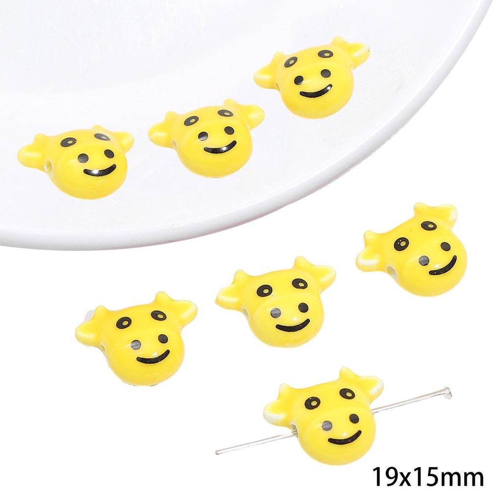 Yellow Hand-Painted Ceramic Cartoon Beads for DIY Bracelets, Necklaces, and Phone Chains