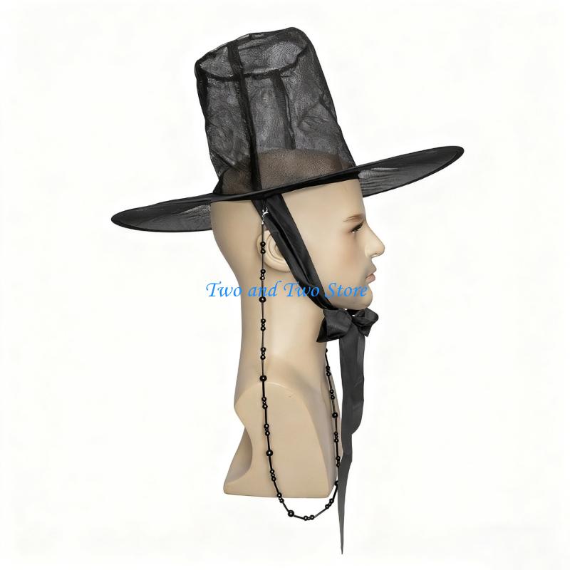 HX6F Traditional Korean Hat for Adult Teens Breathable Fabric Adjustable Boys Same Styles Hat for Dance Event Dressingup
