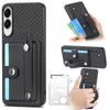 For Samsung Galaxy S25 Edge Case Carbon Fiber Texture Leather Phone Back Cover with Card Holder