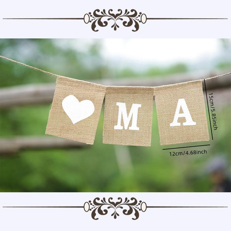 Jute Burlap Bunting Rustic Just Married Mr Mrs Wedding Banner Garland Party Flags Candy Bar Decoration Event Supplies