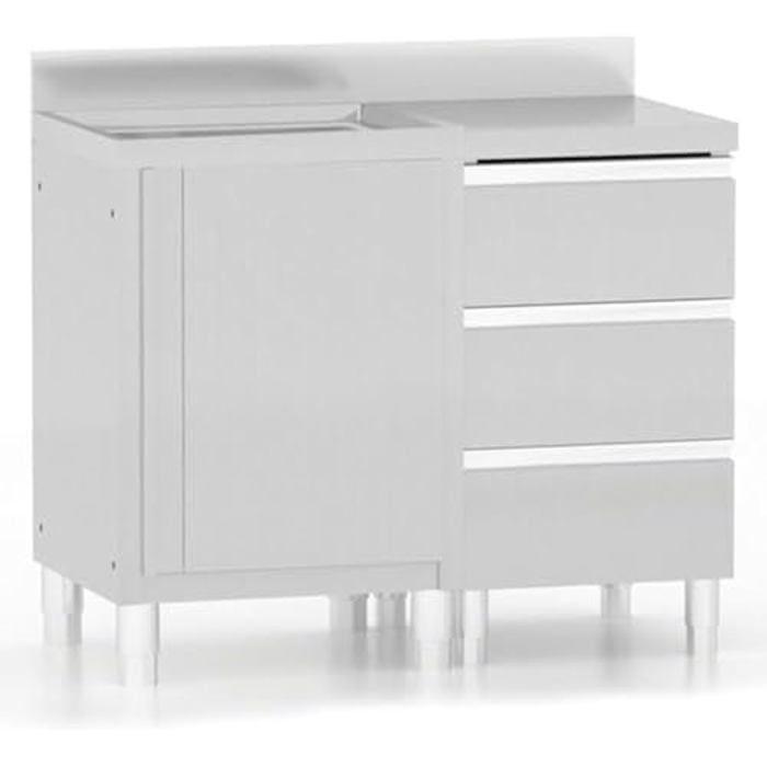Armoire de Cuisine Commerciale - vidaXL - Acier Inoxydable - 2x - 50x60x95-96 cm - Pieds Réglables