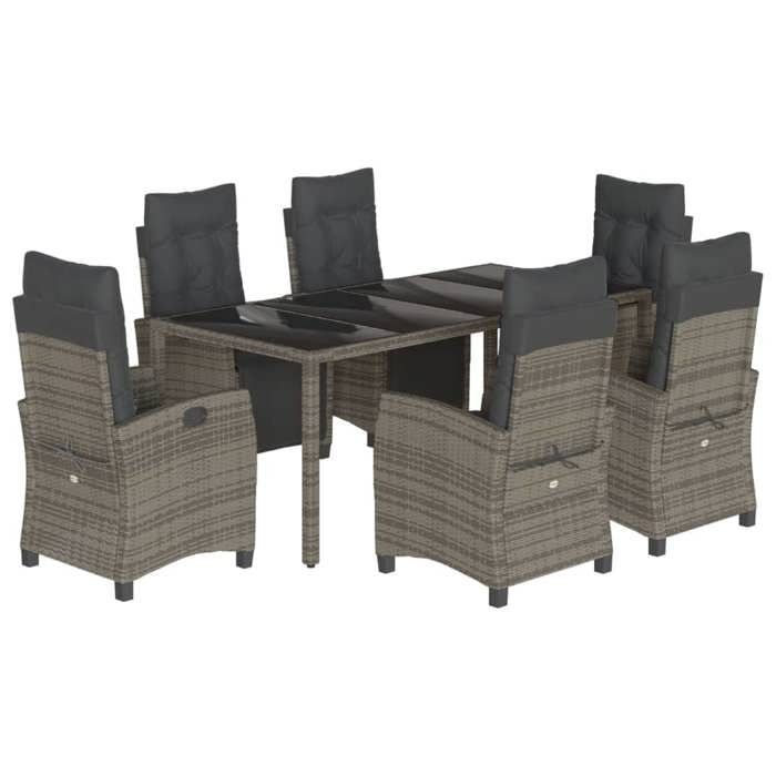 VidaXL Ensemble à Manger de Jardin avec Coussins 7 pcs, Table et Chaises avec Dossier Réglable, Meubles d'Extérieur, 3212898