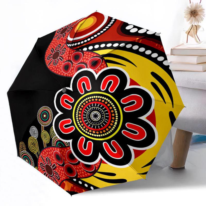 Colorful Circular Pattern Outdoor Automatic Umbrella Retractable Design with 8-Rib Durability Lightweight Perfect Gift for Friends Family