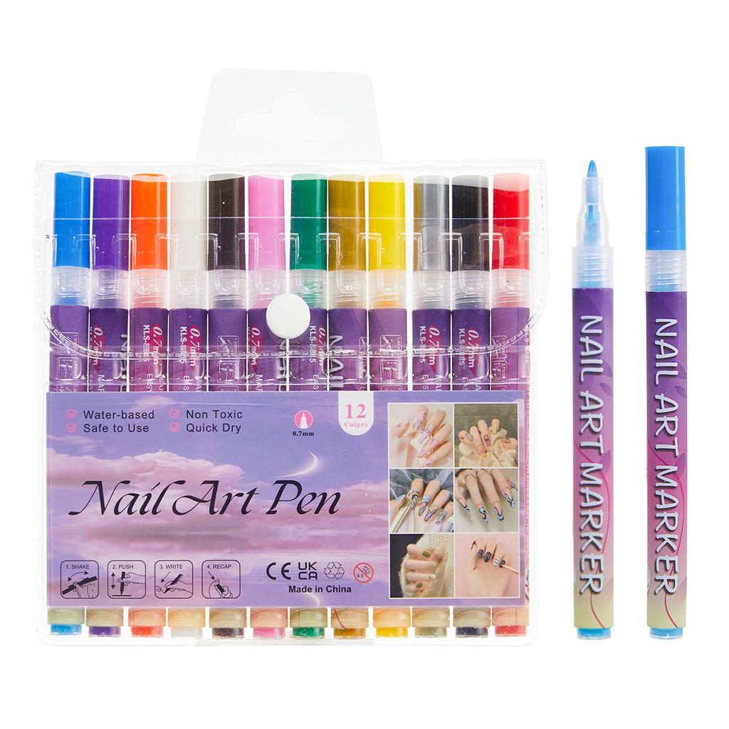 12 Stück beliebter Nagellack-Graffiti-Nadelstift-Werkzeug schnelltrocknend wasserdicht Ziehlinie Nagel handgezeichnete Linie Comic-Design Marker