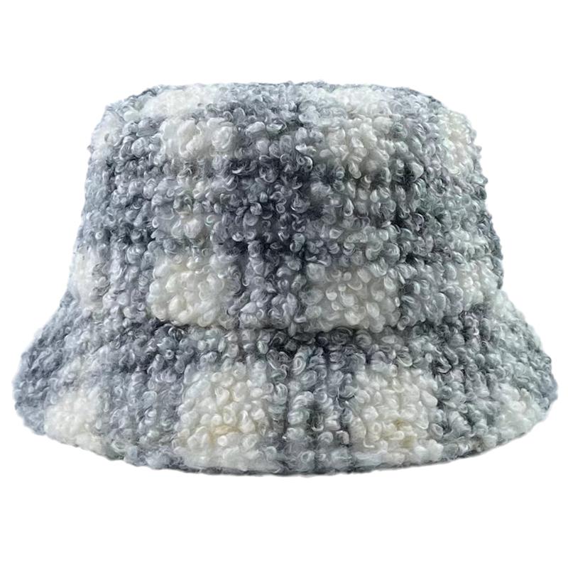 Custom Logo Fashion 100% Polyester Adults Fluffy Winter Berber Fleece Women Bucket Hat Daily Ski Fishing Cycling Party Travel Adult серый