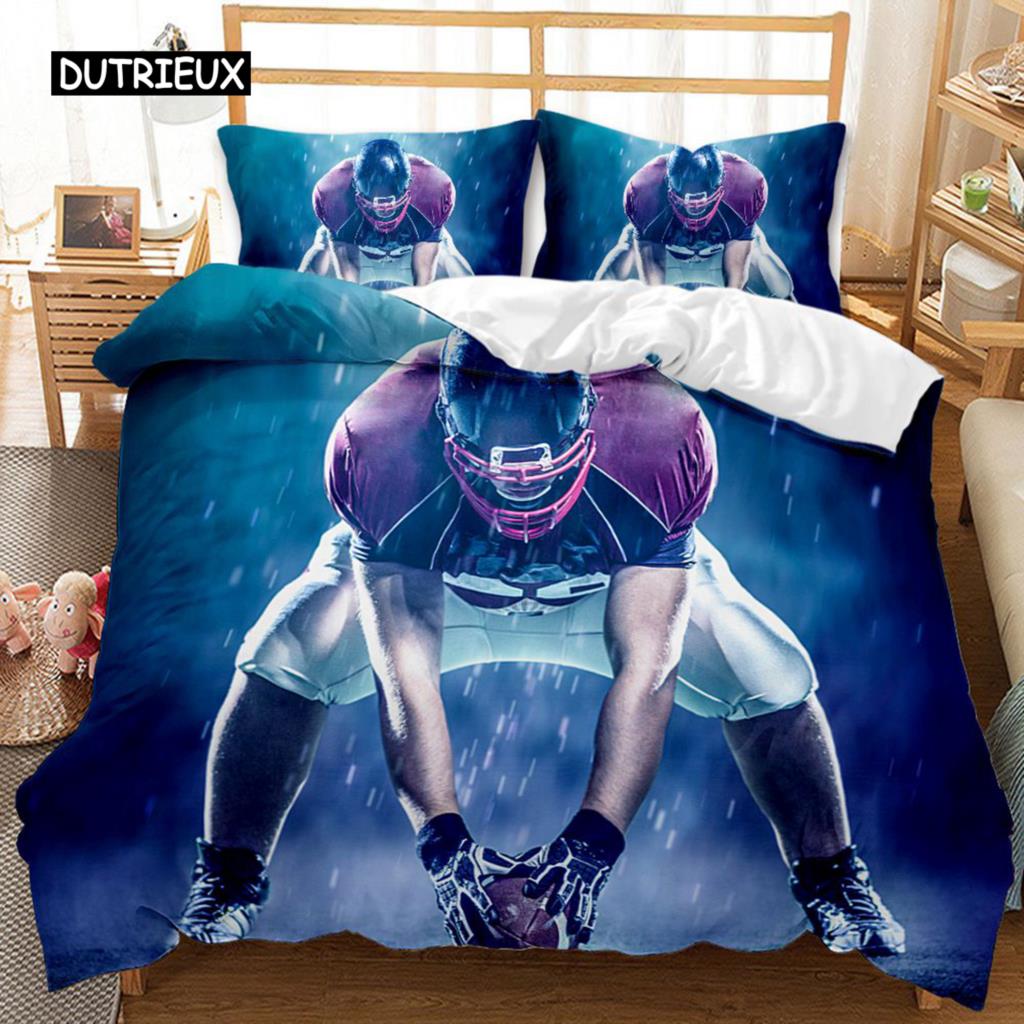 Piłka nożna Piłka nożna z ogniem Młodzieżowy sportowy zestaw pościeli dla nastolatków Piłka nożna Podwójna królowa King rozmiar Poliester Poszewka na kołdrę