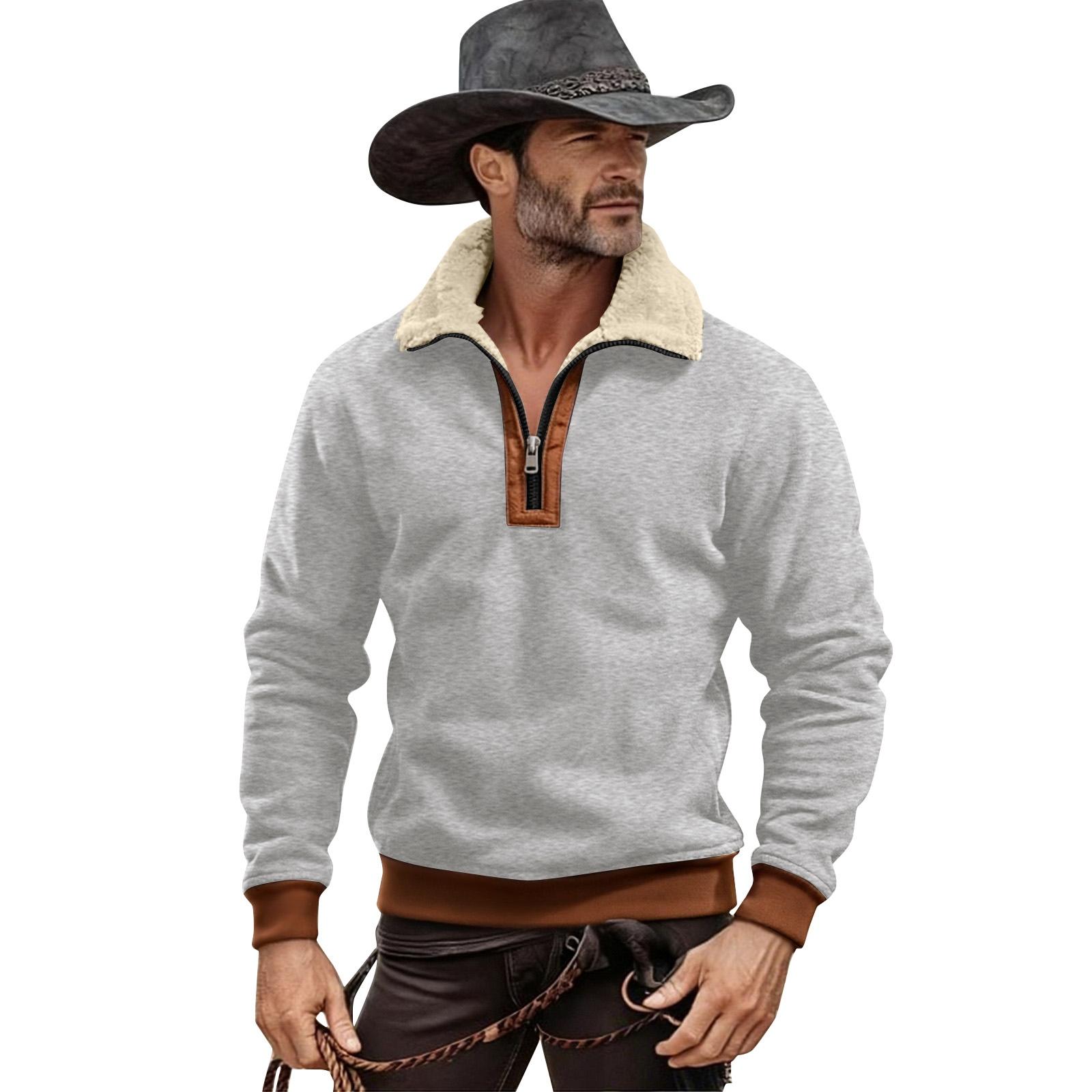 

Men s Solid Color Half-Zip Stand Collar Plush Sweatshirt Men s Sports Plus Size Casual Sweatshirt M