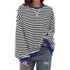 Striped Color Blocking Long Sleeve O Neck Pullover Oversized Loose Sweatshirts Autumn Winter Basis Tops Casual Women's T-shirts