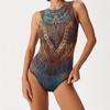 Women's Sexy V-Neck Printed One-Piece Swimsuit