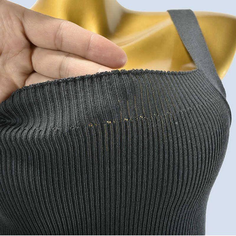 Pure Color Knitting Vest Dress Spring and Summer Sweet and Spicy Style Silm All-Matching Sheath Sleeveless Midi Dress Inner Wear Outer Wear
