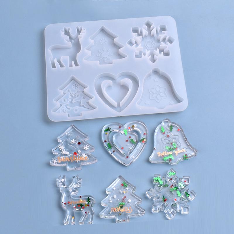 Vánoční závěsný štítek Silikonový nástroj na odlévání epoxidové formy na šperky