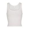 Soft Lounge Series French Solid Color Slim Fit Soft Casual Sleeveless Tank Top Women Tops Marble-White AP-TNK-0282-MBL