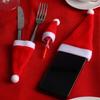 10pcs Christmas Santa Hats Flatware Holder Dinner Table Decorations Party Supply