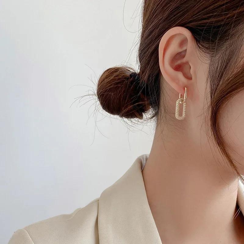 Retro Double Loop Design Drop Earrings Gold Silver Color Geometric Round Earrings for Women Girls Punk Hip Hop Fashion Jewelry