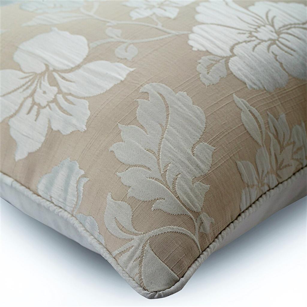 The HomeCentric Cushion Cover Chairs Pillow Cover Ivory & Beige Pillow Cover Silk Jacquard Floral Sofa Bed Pillows Beige Pillow Cover - Floral Lady