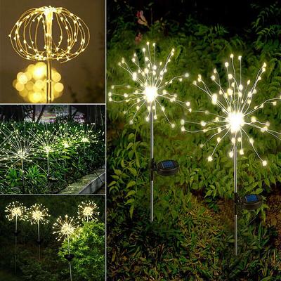 Solarbetriebene Glitzer Rasenlichter Außen Garten LED Löwenzahn Lichterkette Feuerwerk Design für Landschaft Hochzeitsparty Dekoration