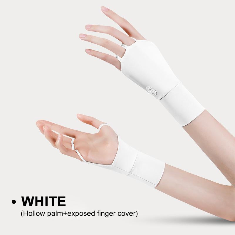 

Перчатки для гольфа с солнцезащитным кремом Ice Silk для женщин, спортивные перчатки на полпальца, тонкие секции, дышащие, впитывающие пот белый