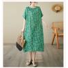 Summer New Spot Retro Flower Literary Women Temperament Knee-length Mid-length Dresses