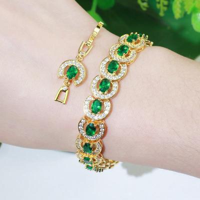 Heller Diamantbesetzter Schmuck Kupfer Galvanisiertes Gold Zirkon Armband Handschmuck Beliebte Accessoires