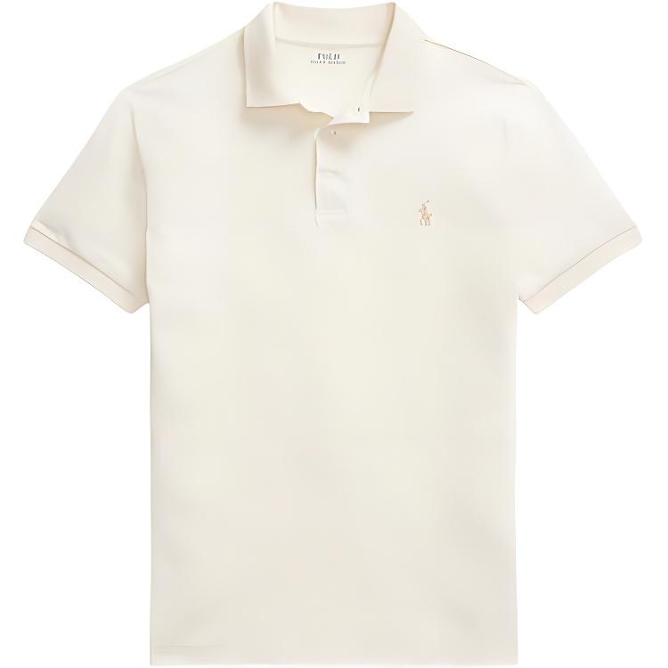 Polo Ralph Lauren Slim Fit Short Sleeve Button Polo Shirt Men tops Cream MNPOKNI1N823385-101