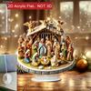 2D Flat Bohemian Style Acrylic "Nativity Scene" Desktop Decoration, Suitable for wall decoration, porch, room, villa, accents Home, Hallway, or Workpl