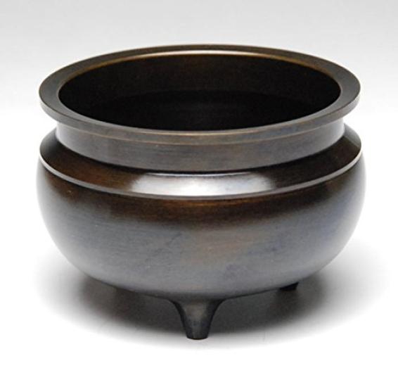 Hasegawa Buddhist Altar Incense Burner, Desk-Mounted Incense Burner (Brass, Colored), 3.5 Inches, Black-Brown