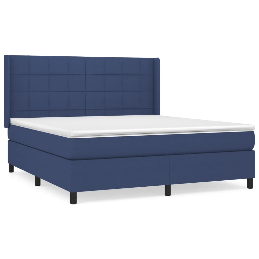 Box Spring Bed with Mattress Blue 180 x 200 cm Fabric