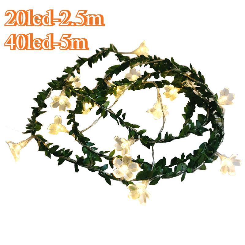 LED rattan peach blossom light string small light simulation flower wreath battery box flower decoration light Christmas party