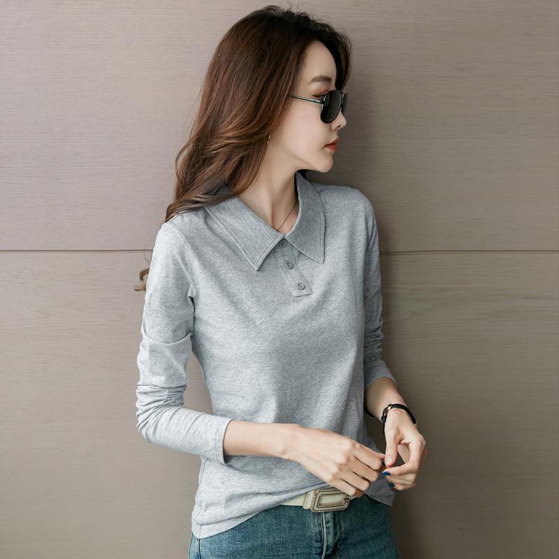 Women's Spring New Mercerized Cotton Long-sleeved Shirt, Temperament, Slimming, Bottoming Women's T-shirt