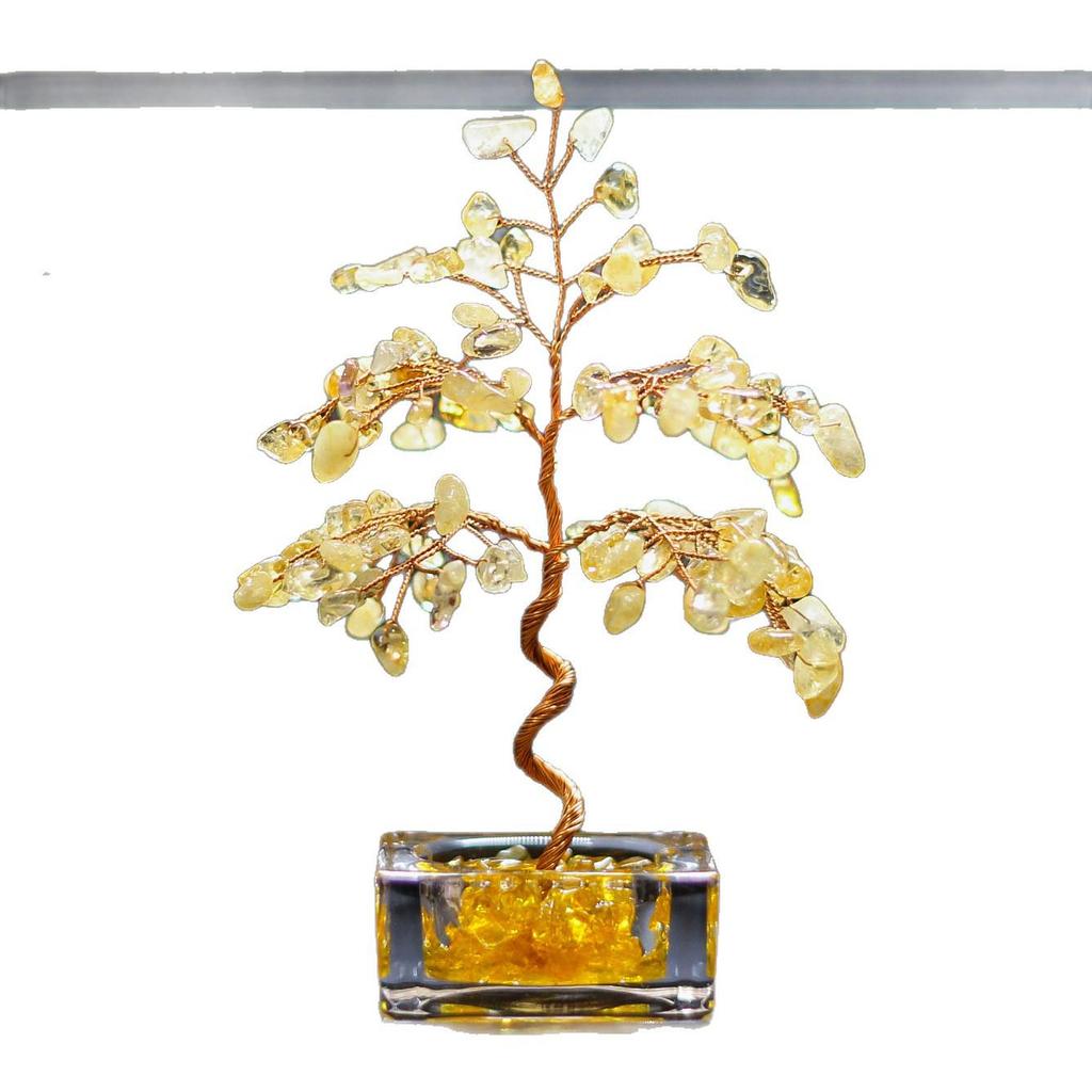 Citrine Gravel Crystal Money Tree Home Ornament Gift